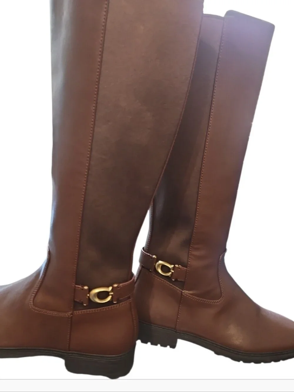 COACH Faith Brown Leather Knee High Lug Sole Riding Boots Size 9